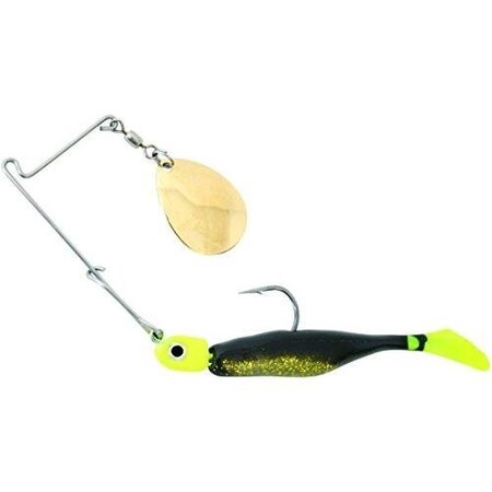 Precision Tackle Thunder Spin Jig Spinner, 4, 14 Oz, Gold With Texas Roach Chartreuse Tail 51207